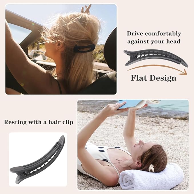 5 PCS Flat Hair Clips, Medium Lay Flat Claw Clips for Women Girls, Stylish Matte Non-slip Hair Claws for Thick Thin Hair(Tortoise)
