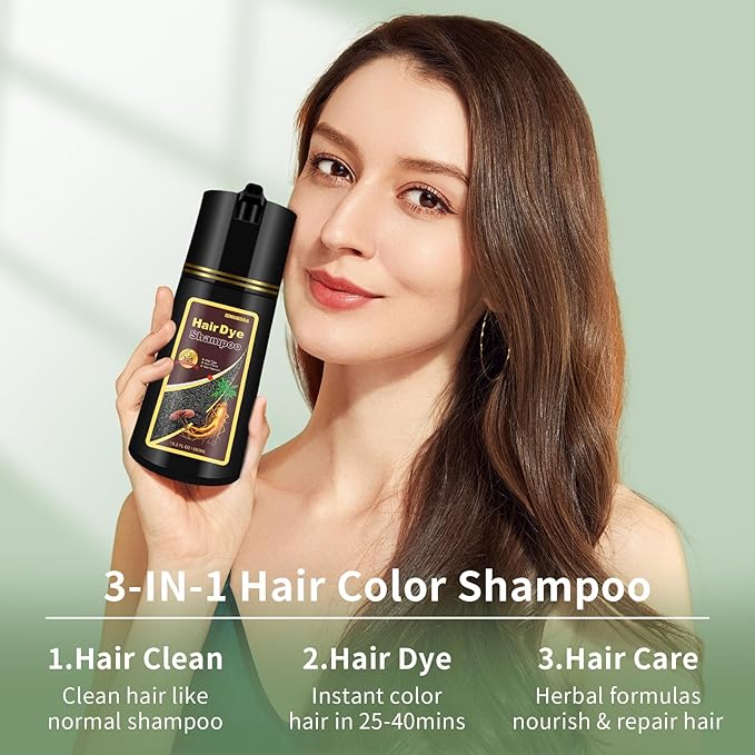 Light Brown Hair Dye Shampoo 3 in 1 for Color Transform, Instant Hair Color Shampoo With Herbal Ingredients-Gentle & Long-lasting, Seimi Permanent Dye Color Gift for Men Women, 16.9 Floz