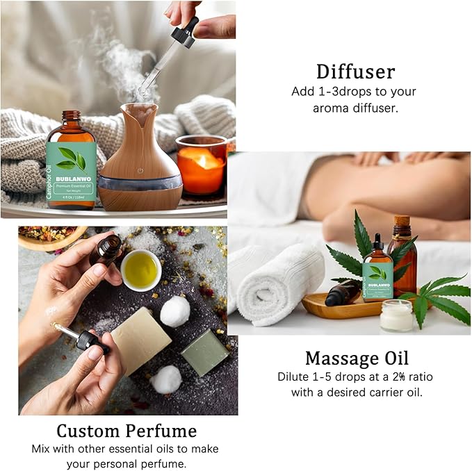 Organic Camphor Essential Oil for Damaged Hair Water Toner Spray for Face Skin Care Soaps Skin Hydration Bath Facial Mist Toner 118 ml