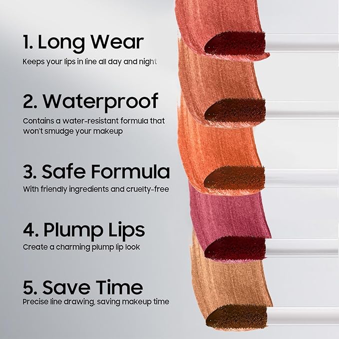 Lip Stain Peel Off - Lip Liner Long-wear & Waterproof Moisturizing Lip Stain with Matte Finish, Transfer-Proof, Non-Stick Cup Lip Tint Stay On All Day (Cocoa)