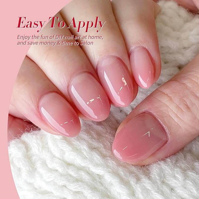 Born Pretty Gel Nail Polish Pink Nude Series,Jelly Transparent,Cat Magnetic Eye,Shimmer Glitter Holographic Pink Nude Gel Polish Kit for Salon Manicure and Nail Art DIY at Home 6Colors