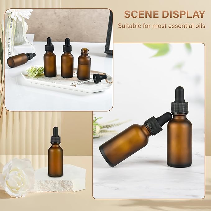 4 Pcs, 1oz Dropper Bottle, Amber Glass Eye Dropper Bottle, Tincture Bottles with Dropper, Pretty Finish, Leak-Proof Design, Stronger Suction for All Kinds of Mixed Liquids