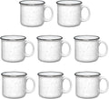 Set of 8 Ceramic Campfire Mugs – 15 Oz, White – Coffee & Tea Cups for Home, Work, Travel, Camping – Customizable, Great for DIY, Events, Companies
