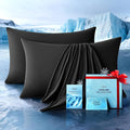Ultra-Chill Cooling Pillowcase Set of 2 for Hot Sleepers, Softer Than Silk Pillow Cases for Protecting Hair & Skin, Breathable Bed Pillow Covers w/Zipper, Gifts for Women & Men (Black, Standard)