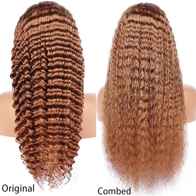 Brown Curly Wave Human Hair Lace Front Wigs with Baby Hair for Black Women Pre Plucked 180% Density Brazilian Virgin Hair HD Transparent Lace Frontal Wig 26 Inch