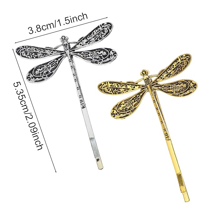 Dragonfly Hair Clip, Gold & Silver Antique Decorative Bobby Pins for Prom Birthday Party Wedding Retro Hair Styling Pins Accessories for Women Girls Bride French Hairpins