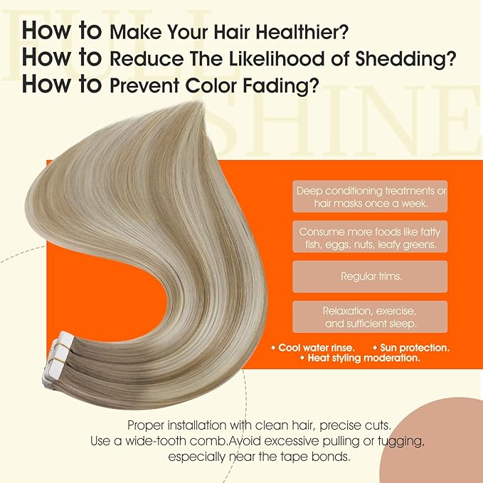 Full Shine Balayage Tape in Hair Extensions Color 19 Grey Fading to 8 Ash Brown And 60 Blonde Seamless Skin Weft Tape in Human Hair 50 Gram Straight Hair Extensions Real Human Hair 20 Pcs 16 Inch