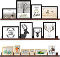 AZSKY Floating Shelves Wall Mount Deep Walnut for Wall Storage 36 Inch Rustic Picture Photo Ledge Shelf with Lip Nursery Book Shelves for Kids Room Bedroom Bathroom Living Room Kitchen Decor Set of 3