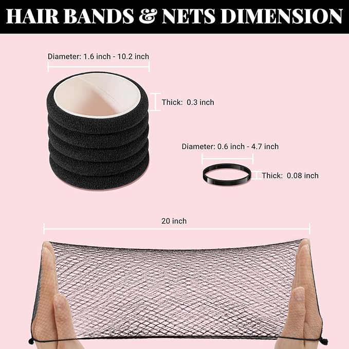 415pcs Bobby Pins Hair Pins Set, IKOCO 200pcs U Shaped Pins & Elastic Hair Ties for Women with Hair Net, Black