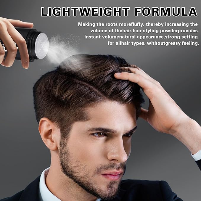 DAMUSI Hair Styling Powder for Men & Women - Volumizing and Texturizing Powder Matte Finish Natural Look Mattifying Hair Texture powder All-Day Hold 0.52 Oz