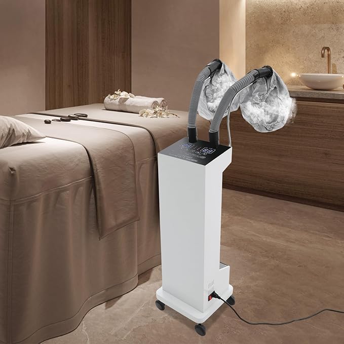 Hair Steamer, Professional Micro Mist Hair Color Processor with 2 Vaporizing Caps, 650W Vertical Hair Care Machine with Rolling Wheels, Salon Spa Equipment for Deep Hair Care Repair, Hair Styling
