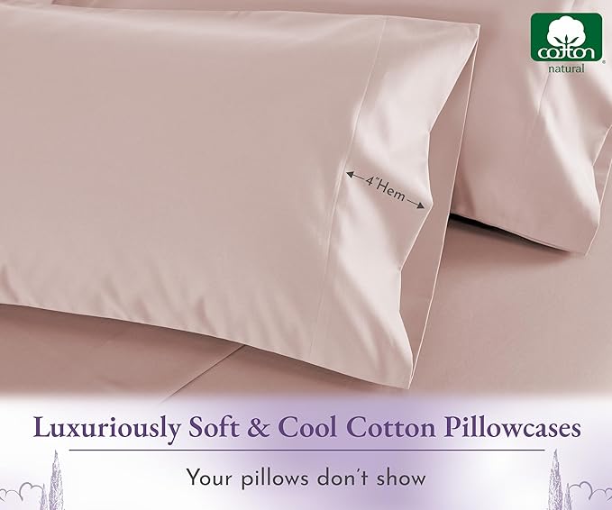 California Design Den Standard/Queen Pillow Cases Set of 2-1000 Thread Count, Soft and Smooth Sateen Weave, 100% Cotton Standard Pillowcases, Thick and Durable - Sepia Rose