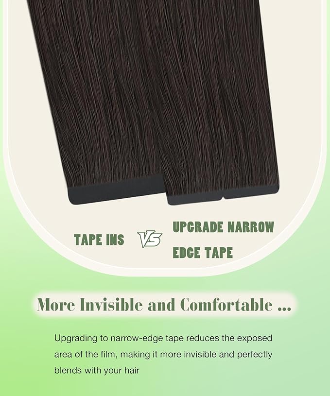 SURNEL Tape in Hair Extensions Human Hair Color 2 Darkest Brown 18 inch Tape in Hair Extensions 20 pcs 50g(#2-18)