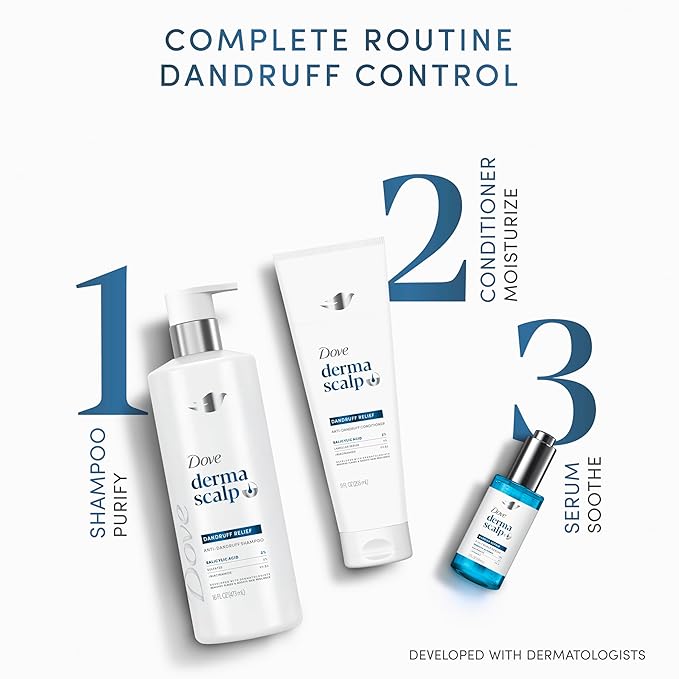 Dove Derma Scalp Shampoo 1 ct Dandruff Relief for Boosting Resilience & Removing Flakes, with Salicylic Acid, 16 oz