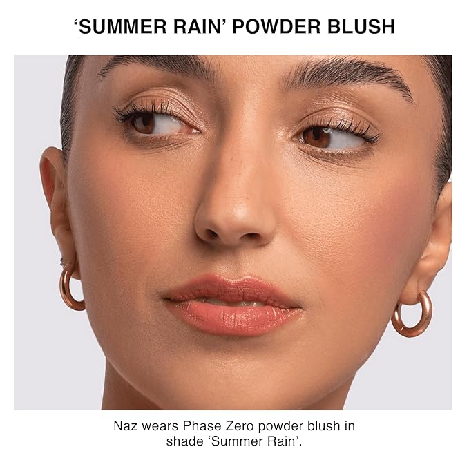 Makeup Powder Blush for cheeks | "Summer Rain" | 4g / 0.141oz | Cruelty-Free, Vegan, Clean Beauty | Buildable & Blendable for Natural, Healthy Glow | Coral, Peach & Golden Hues