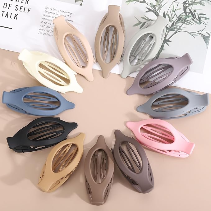 12 Pack French Flat Hair Clips for Women Matte No Crease Flat Claw Clips Curly Hair Clips Strong Hold No-Slip Claw Barrettes for Thick Thin Hair