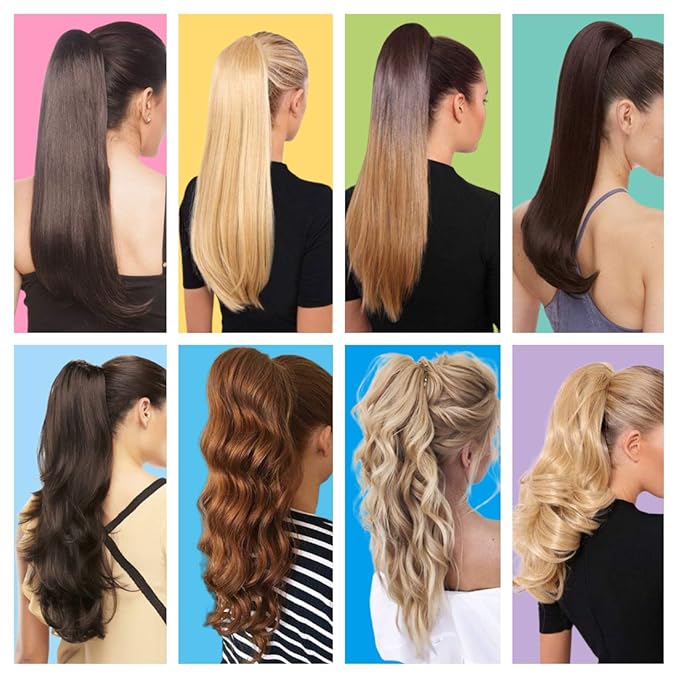Claw Clip Ponytail Extension 18" Clip in Wavy Ponytail Hair Extensions Long Pony Tails for Women Extensions Granny Gray Wave Hairpiece