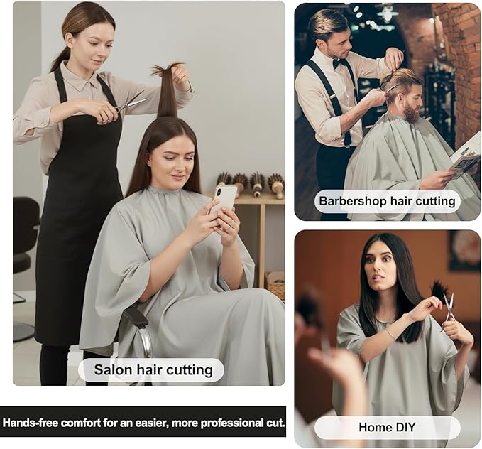 Professional Barber & Salon Cape with Sleeves | Large Hair & Water Repellent Cutting Cape with Adjustable Snaps