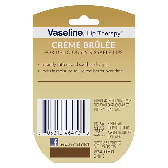 Vaseline Lip Therapy Bundle - Creme Brulee, Rosy Lips & Cocoa Butter, 0.25 Ounce (Pack of 3)
