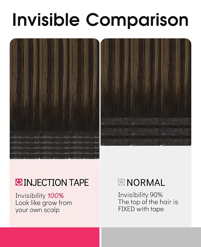 Youngsmile Injection Tape in Hair Extensions Human Hair #2/6/18 Dark Brown to Dirty Blonde 20pcs 50g 22 Inch Injected Tape in Hair Extensions Straight Human Hair Remy Seamless Tape ins (#2/6/18,22'')