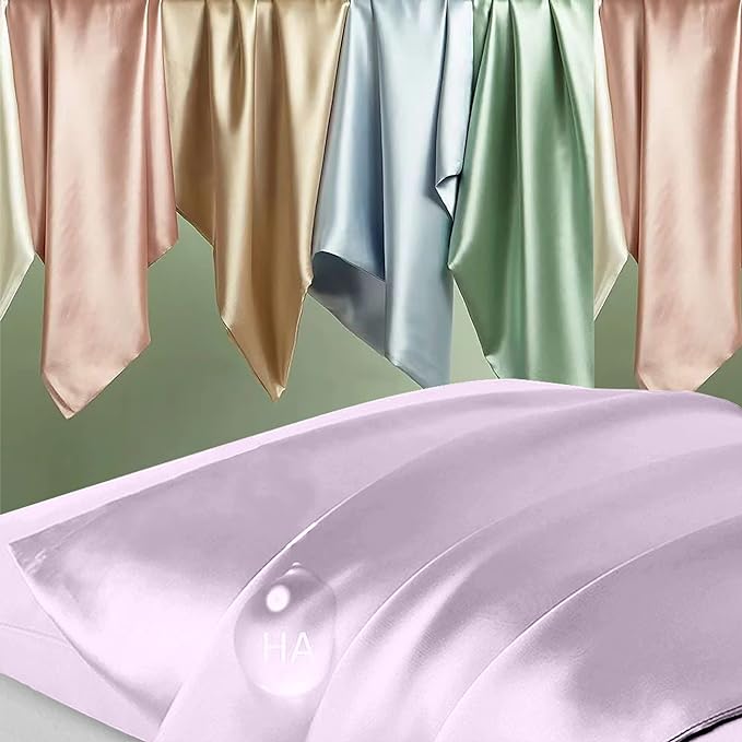 Silk Pillowcase 2 Pack, Mulberry Silk Pillow Cases Queen Size Set of 2, Anti Acne Silk Pillowcase for Hair and Skin, Natural Silk Satin Pillowcases Gifts for Women Men 2 Pack with Zipper, Lavender