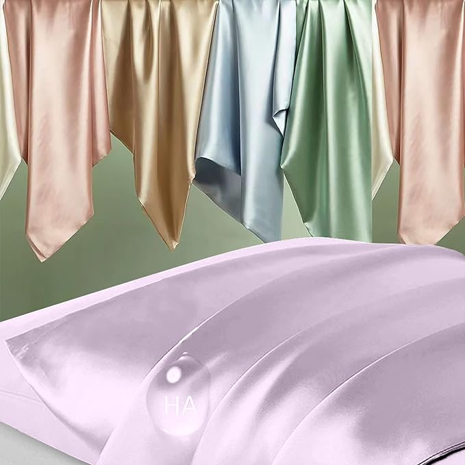 Silk Pillowcase for Hair and Skin, Mulberry Silk Pillow Cases King Size, Anti Acne Cooling Sleep Both Sides Natural Silk Satin Pillow Case Covers with Hidden Zipper, Gifts for Women Men, Lavender
