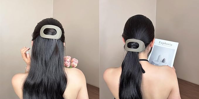 Dodorado Flat Hair Clips,Suerteyay/Hailoyearn Simple Refined Hair Clip, Sturdy Keep No Slip Large Claw Clips,Volume Flat Top Round Clip for Thick or Thin Hair (4p)