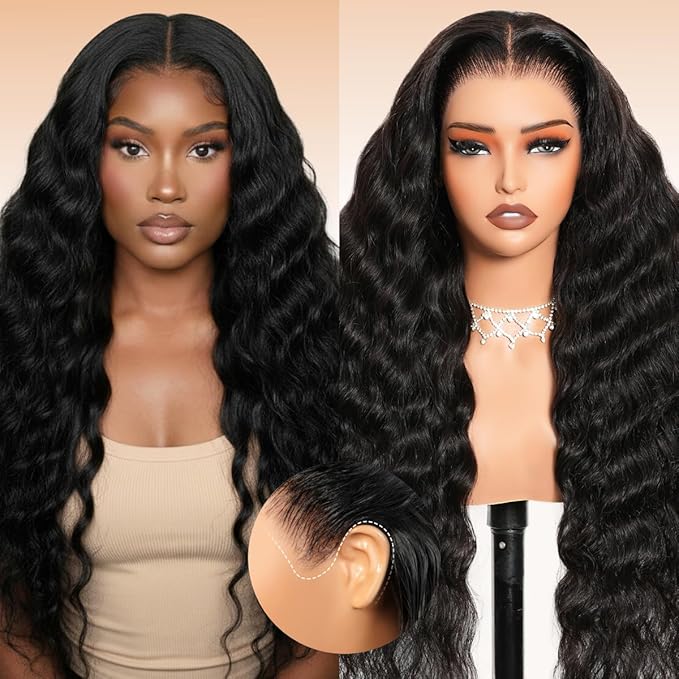 Arabella 13x6 Deep Curly Human Hair Wig 210% Density Curly Wigs Human Hair 100% Glueless Lace Front Wig 12a Pre Plucked Bleached Pre-Cut Wigs (26inch,13x6 deep curly wig)
