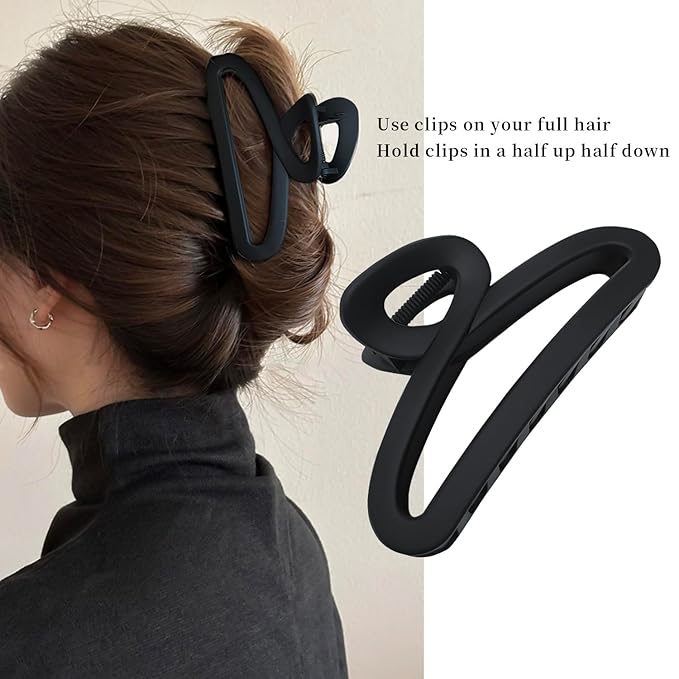 Hair Claw Clips, 4.3 Inch Non-Slip Unbreakable Matte Hair Claws for Women Medium Thick Long Hair, 4 Pack