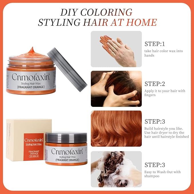 Silver Hair Color Wax,Temporary Hair Color Dye,Natural Hair Coloring Wax for Halloween Cosplay, Party & Daily Use 4.23 oz