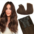 GOO GOO Clip in Hair Extensions Real Human Hair, Remy Human Hair Extensions Clip ins for Women, Natural Human Hair, 18inch 170g 9Pcs, #4A Chocolate Brown