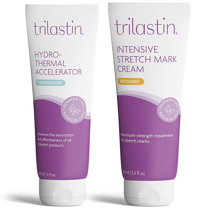 TriLASTIN-SR Intensive Stretch Mark Cream Bundle with Hydro-Thermal Accelerator (5.5 & 3 oz) | Fast-Acting Stretch Marks Cream with Absorption Enhancing Serum | Hypoallergenic & Paraben-free