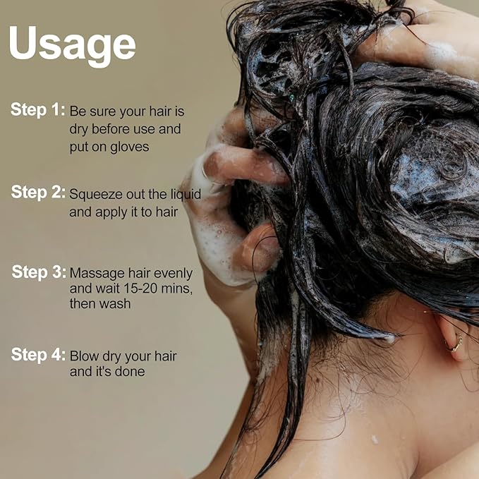 Black Hair Dye, Hair Dye Shampoo for Men and Women, Hair Color Shampoo For Home Use, Shampoo Para Canas, Hair Dye Shampoo 3 in 1, 16.9 Fl Oz (Black)