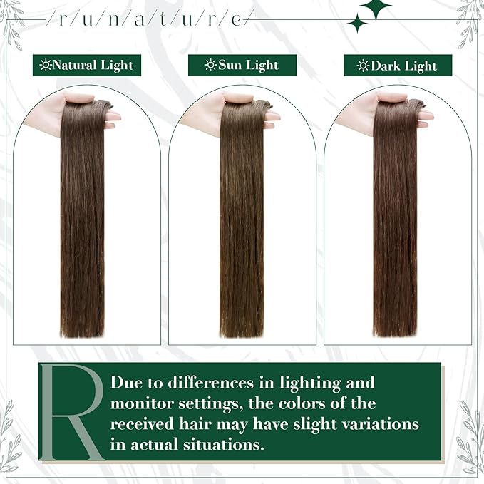 RUNATURE Human Hair Clip in Extensions, Brown Clip in Hair Extensions Real Human Hair, Remy Hair Extensions Clip Ins, Long Straight Hair, Easy to Apply, 20 Inch 50g 3pcs #4 Medium Brown