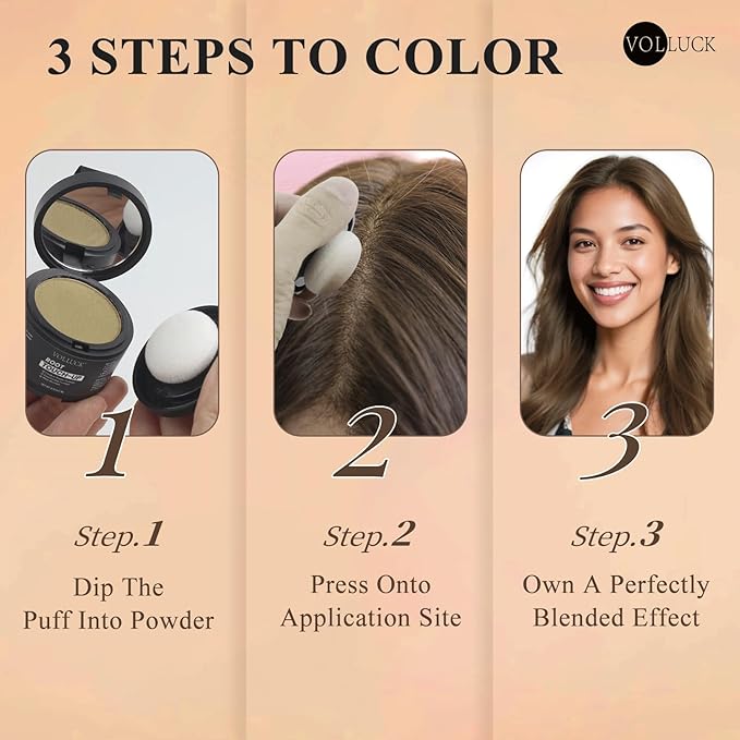 VOLLUCK Hairline Powder Instantly, Root Touch up Powder Hair Color Upgraded, Grey Root Cover up Conceals Hair Loss, Hairline Shadow for Women & Men for Thinning Hair Natural, Sweatproof (Med Blonde)