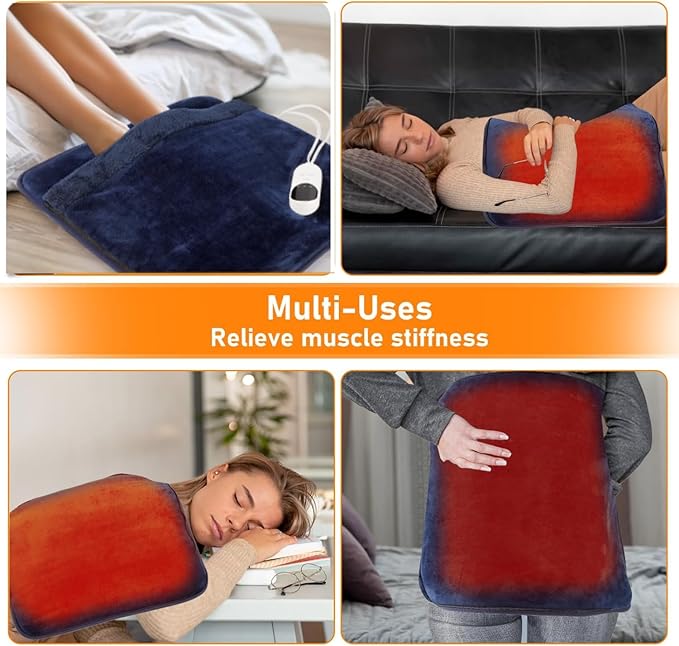 Electric Heated Foot Warmers for Men and Women Foot Heating Pad Electric with Fast Heating Technology Heating Pad Feet Warmer with 3 Temperature Setting (Navy Blue)