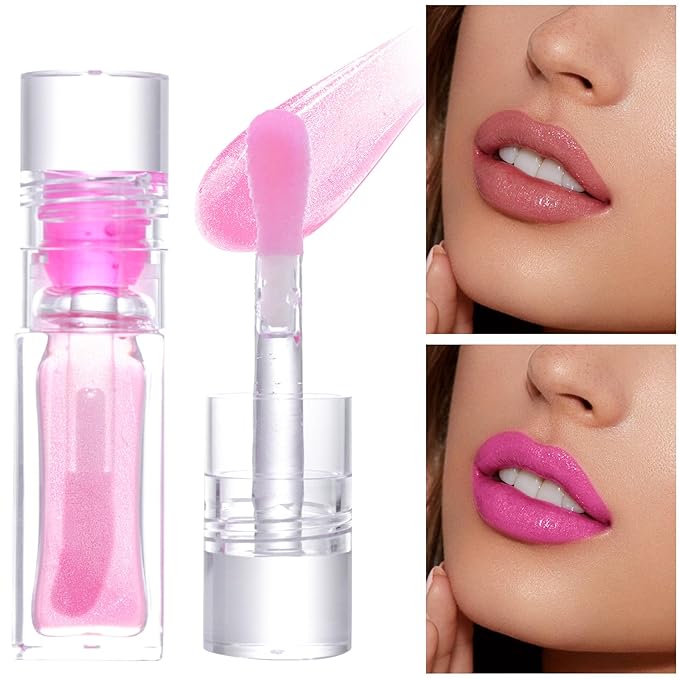 Magic Color Changing Lip Oil, Hydrating Lip Glow Oil Plumping Gloss Tinted Lip Balm Transparent Moisturizing Toot Lip Care