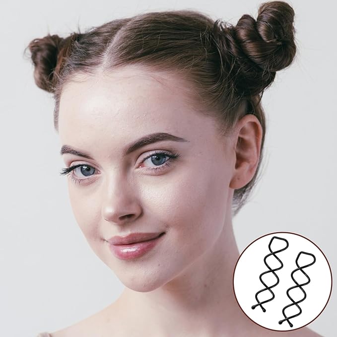 30 Pcs Spiral Hair Pins, Spin Pins for Hair, Alloy Spiral Bobby Pins, Bun Twist Spiral Hair Pins with Non-scratch Rounded Tips for Women Bun Hair Style (Black)