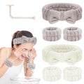 Face Wash Headband and Wristband Set of 2, Wrist Towels for Washing Face with Holder Microfiber Wristbands for Washing Face Absorbent Spa Wristbands Wrist Scrunchies Face Washing Wristbands