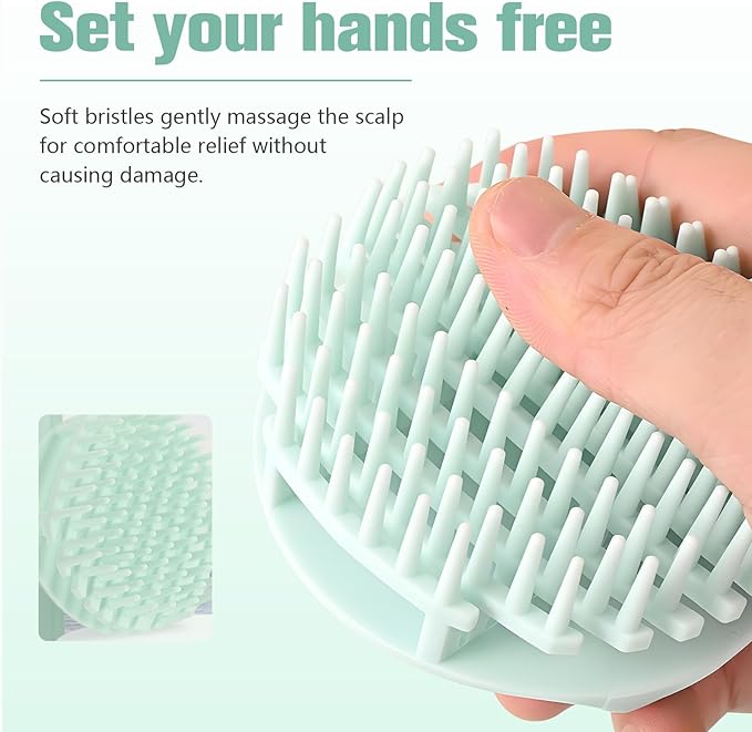 Scalp Massager Shampoo Brush,Scalp Dandruff Removal with Soft Silicone Bristles,Wet & Dry Scalp Care Head Scrubber Hair Washing,Comfortable for All Hair Types,Dark Green