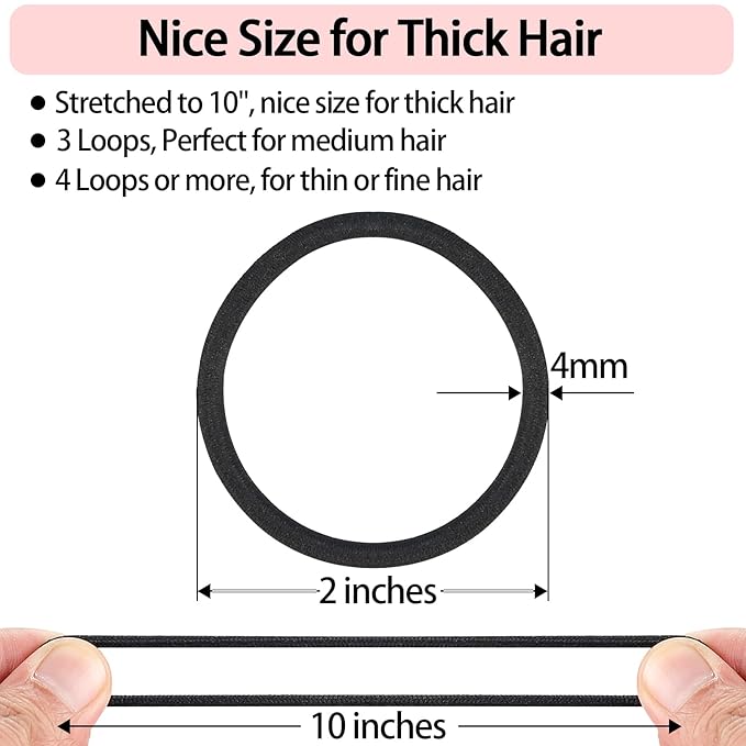 Elastic Hair Ties for Women, Girls & Kids 240 Bulk Pack, 4MM Ponytail Holders for Thick, Medium, Thin, Fine and Short Hair Rubber Bands Colorful Hair Accessories (40 Assorted Colors)