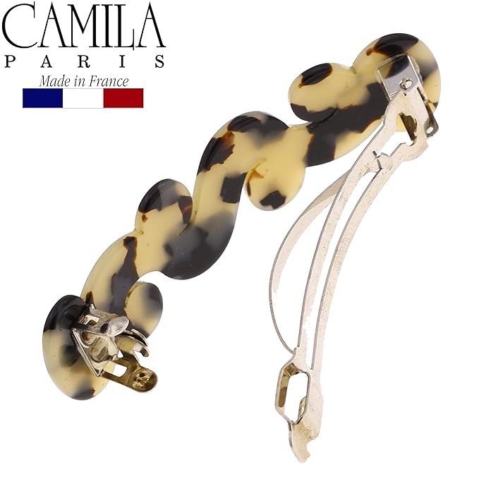 Camila Paris V105 French Hair Barrette Clip for Girls Handmade, Flow, Metal Clasp Strong Hold Grip Hair Clips for Women, No Slip and Durable Styling Girls Hair Accessories, Made in France