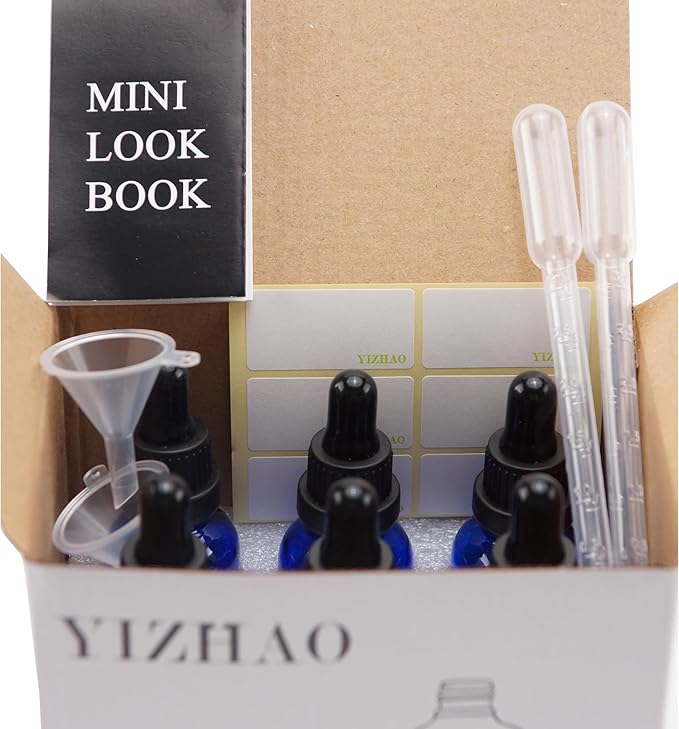 YIZHAO Amber Glass Dropper Bottle 1oz, Tincture Bottles with Glass Dropper, for Essential Oils, Aromatherapy, Cosmetic, Laboratory, Pharmacy, Liquids, Travel –6 Pcs
