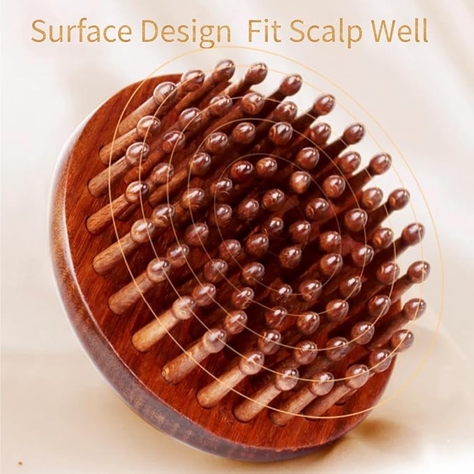 Fine teeth wood comb | wooden scalp massager hair growth | head massager scalp stress relax | hair brush