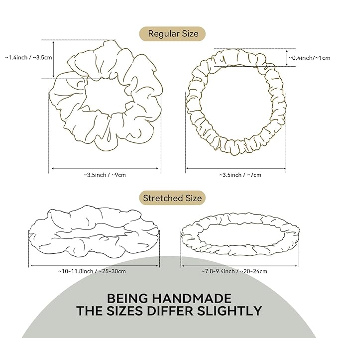 22 Momme 100% Mulberry Silk Scrunchies (2 Pack, Cream White), Well-Hold Elastic for No-Damage, 6A, Soft Hair Ties, Reduces Frizz & Breakage, OEKO-TEX Certified