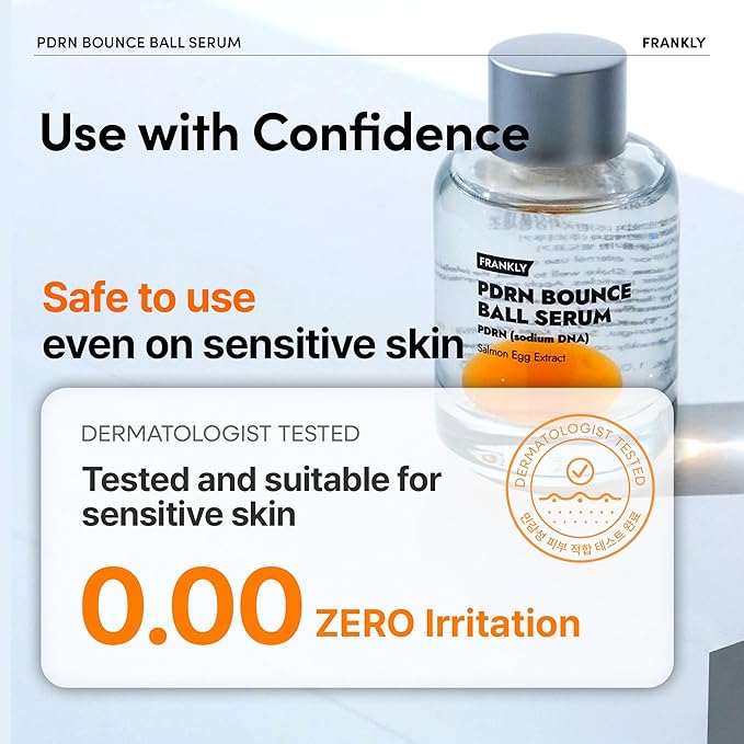 FRANKLY Salmon PDRN Bounce Ball Serum – PDRN Salmon DNA Serum for Plumping, Firming & Glass Skin | Glowing skin Booster | Lightweight, Non-Sticky Korean Skincare | 1.01 fl oz