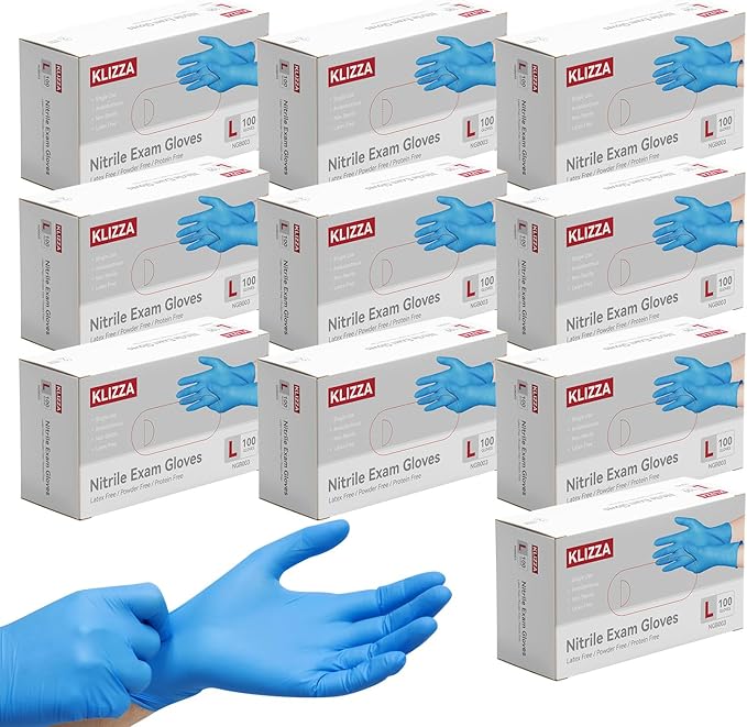 Blue Nitrile Gloves Disposable, Latex & Powder Free, Food Safe Gloves for Cooking Kitchen Cleaning Healthcare Salons