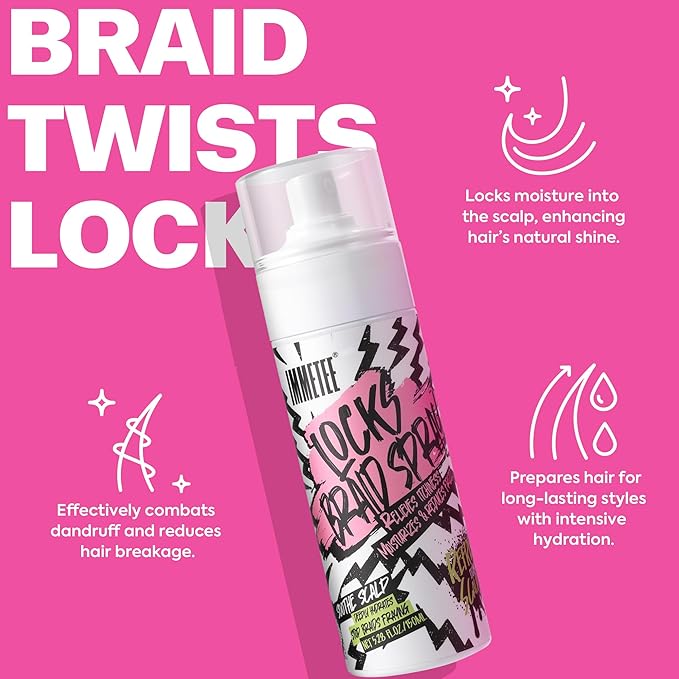 immetee Locks Braid Spray, Hair Frizz Control Spray for Braids, Locks, Twists and Cornrows, Refresh Itchy & Dry Scalp, Moisturizes High Shine for Dull Hair. 150ml/5. 28OZ
