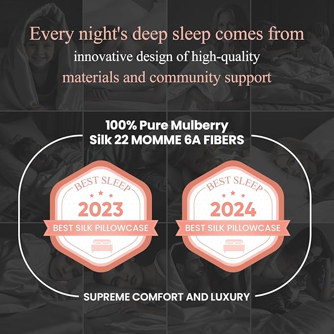 100% Mulberry Silk Pillowcase 22 Momme (SGS Certified) with Free Silk Eye Mask - Luxury Gift-Ready Folded Packaging, Cooling Pillow Cover for Hair & Skin Care (Choco, Standard (1 Pack))