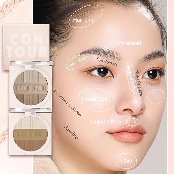 Contour Powder Makeup Palette Matte Shimmer Face Sculpting Shading Silky Smooth Tone Tuning Flawless Pressed Powder Bronzer for Warm Skin Tone, 01 Warm Brown